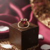 romantic heart cut red garnet stone ring rose gold finish 