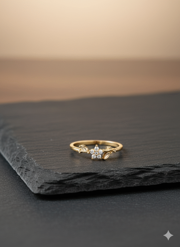 Gold Plated Flower Stone Ring for Women