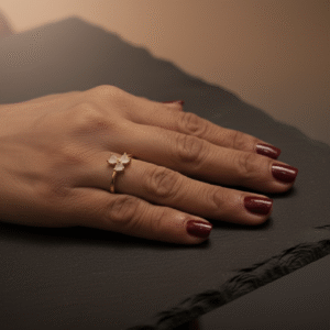 gold plated flower stone ring for women