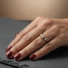 gold plated flower stone ring for women