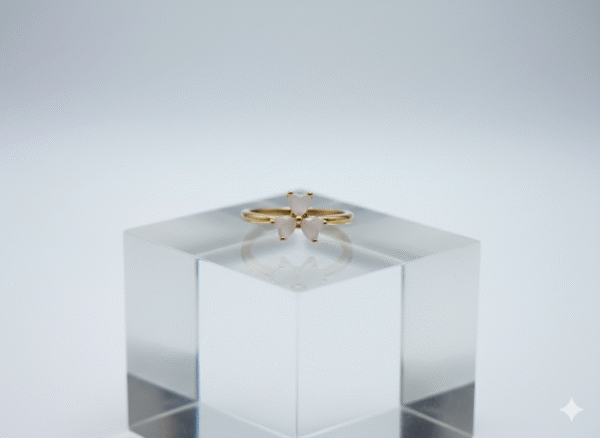 gold plated flower stone ring for women