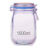 reusable airtight seal plastic food storage mason jar zipper (1000ml)