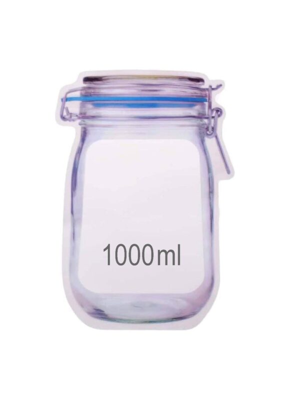 reusable airtight seal plastic food storage mason jar zipper (1000ml)